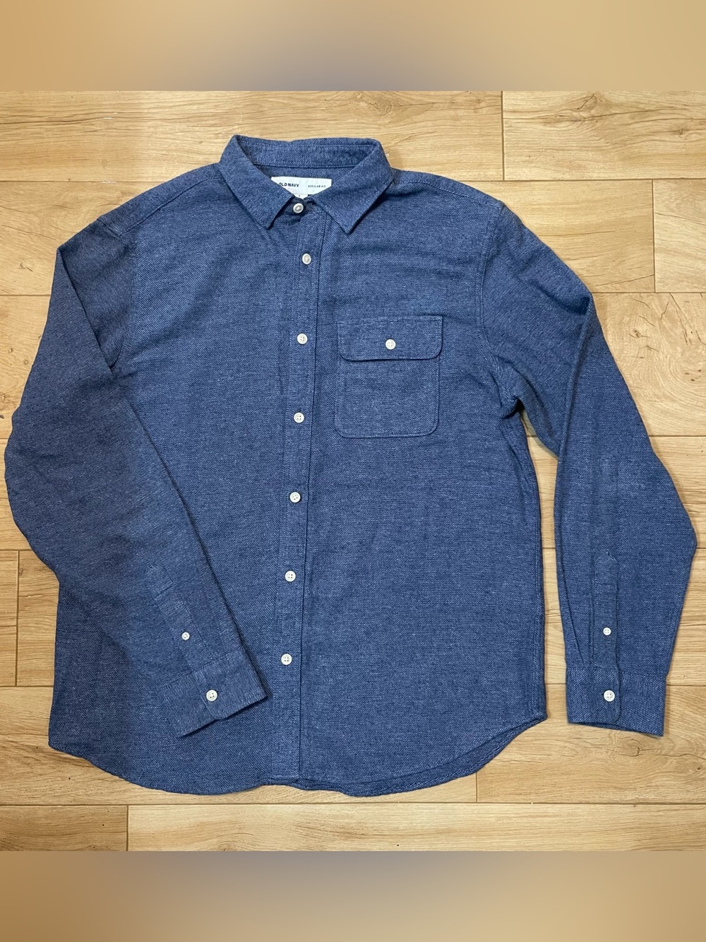 Old Navy Men’s L Heathered Blue Cotton Button-Down Over Shirt